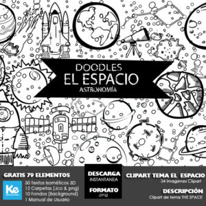 Clipart el espacio Blanco y Negro (SET) principal