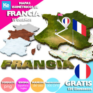 Mapa isométrico clipart de Francia Principal