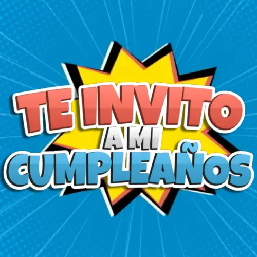 Invitación de cumpleaños con fondo tipo cómic y splash.