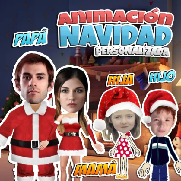 Celebración Navideña con Trajes Festivos y Santa Claus en Animación Personalizada