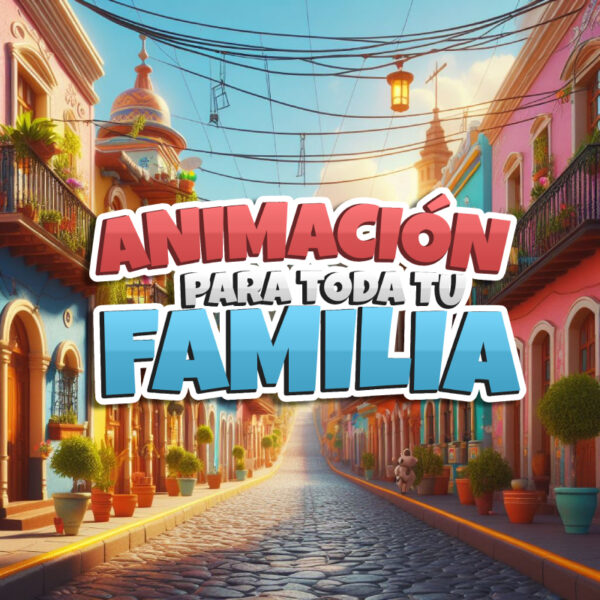 Animación familiar: calle tradicional mexicana en un pueblito mágico con casas rústicas.